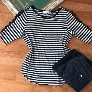 NWOT Navy/White Striped Top